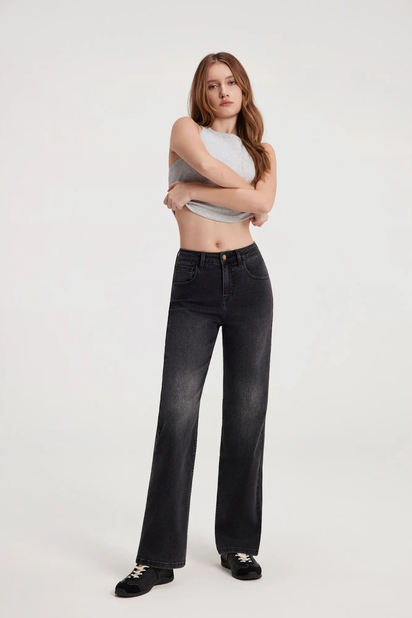 Mid-Rise Stretch Straight Leg Jeans-SUUKSESS-SUUKSESS