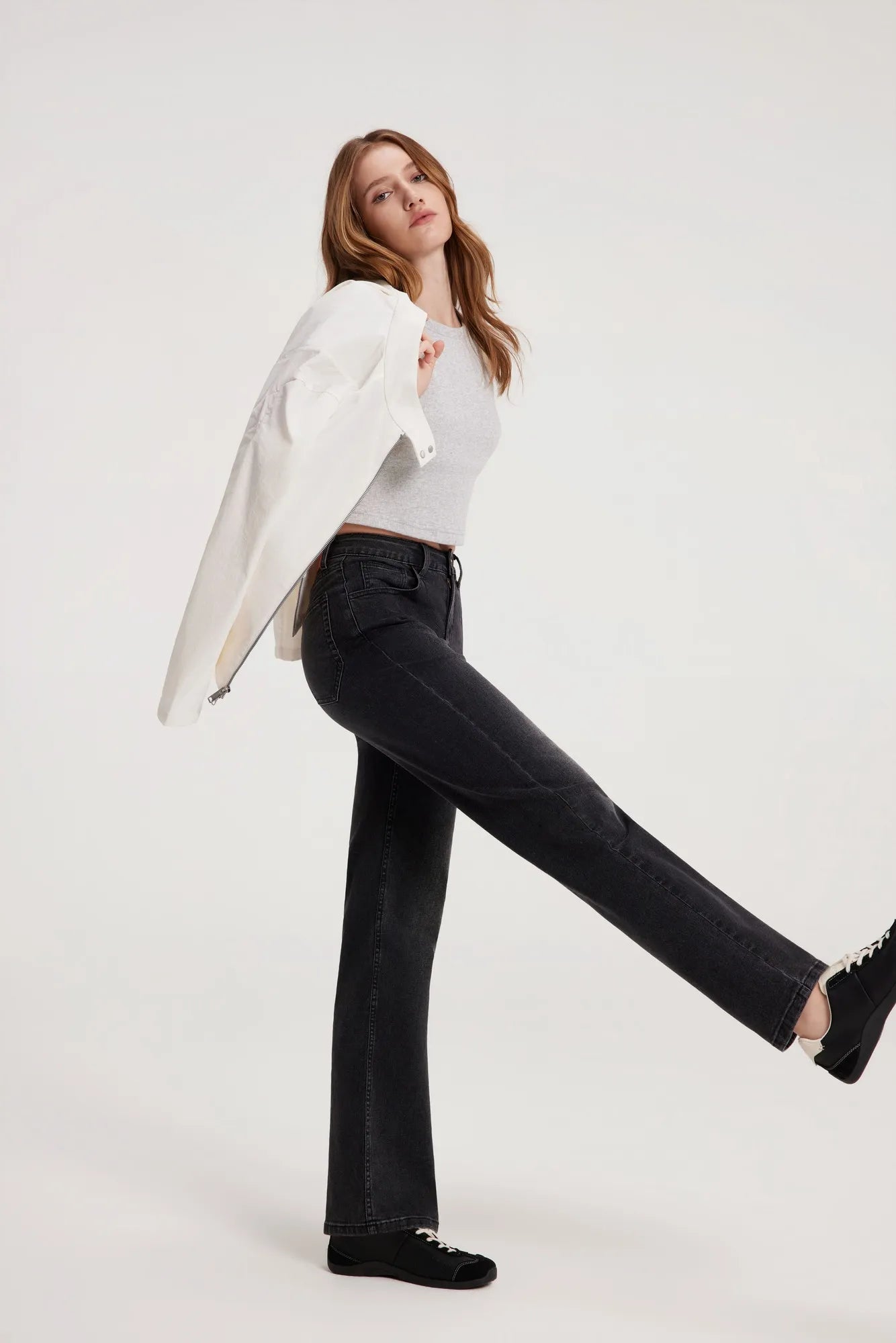 Mid-Rise Stretch Straight Leg Jeans-SUUKSESS-SUUKSESS