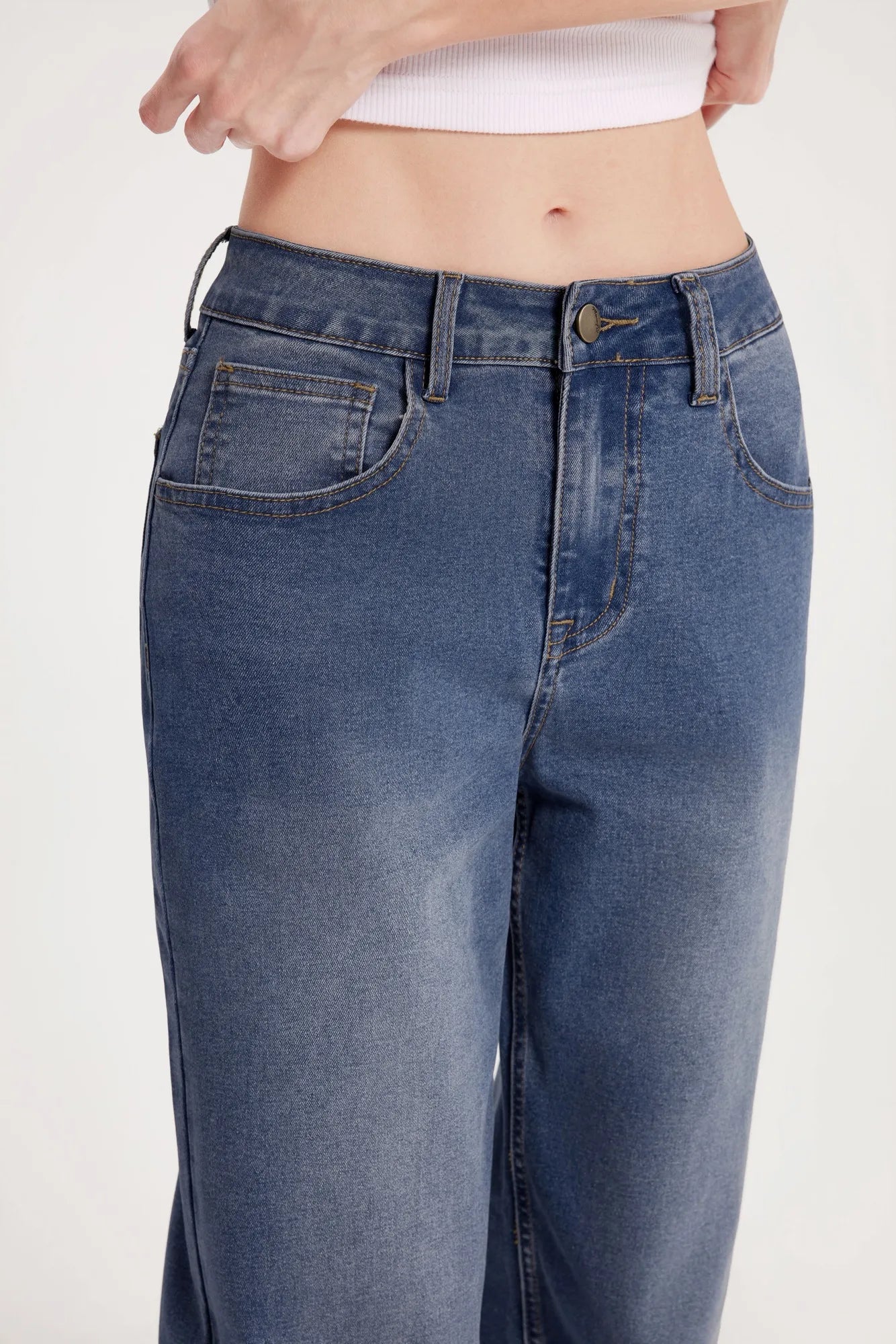 Mid-Rise Stretch Straight Leg Jeans-SUUKSESS-SUUKSESS