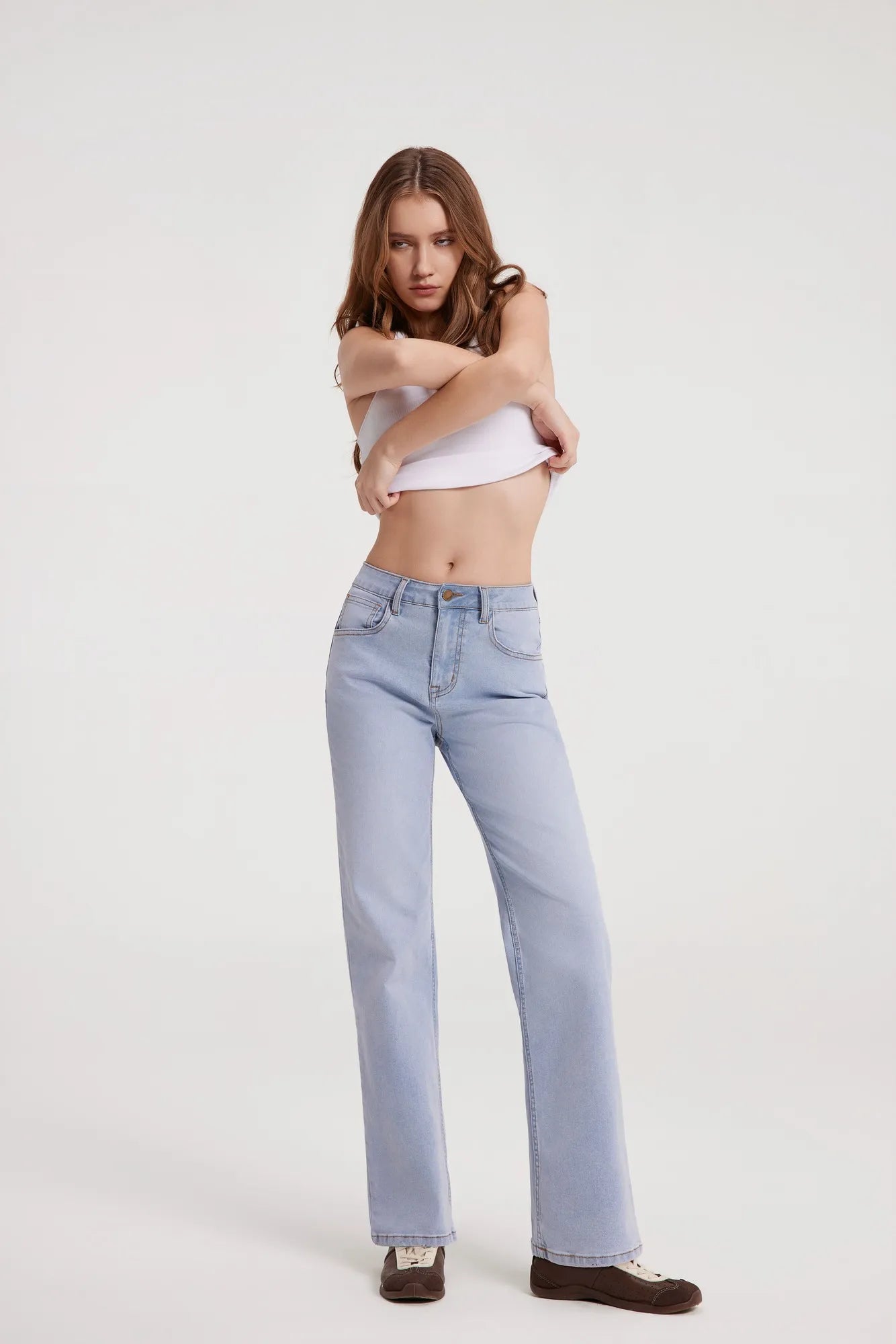 Mid-Rise Stretch Straight Leg Jeans-SUUKSESS-SUUKSESS