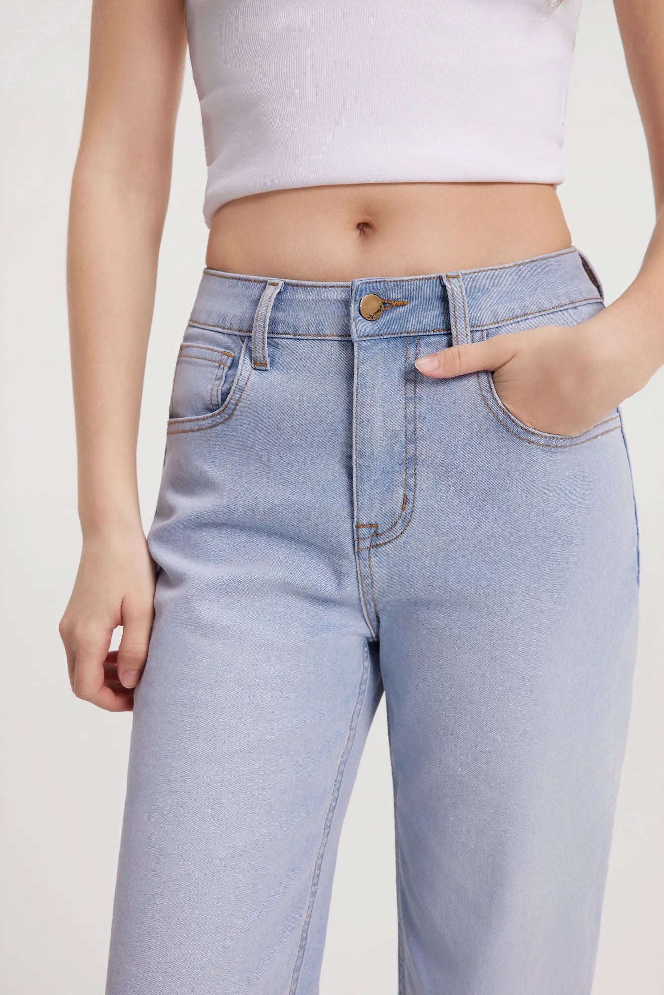 Mid-Rise Stretch Straight Leg Jeans-SUUKSESS-SUUKSESS