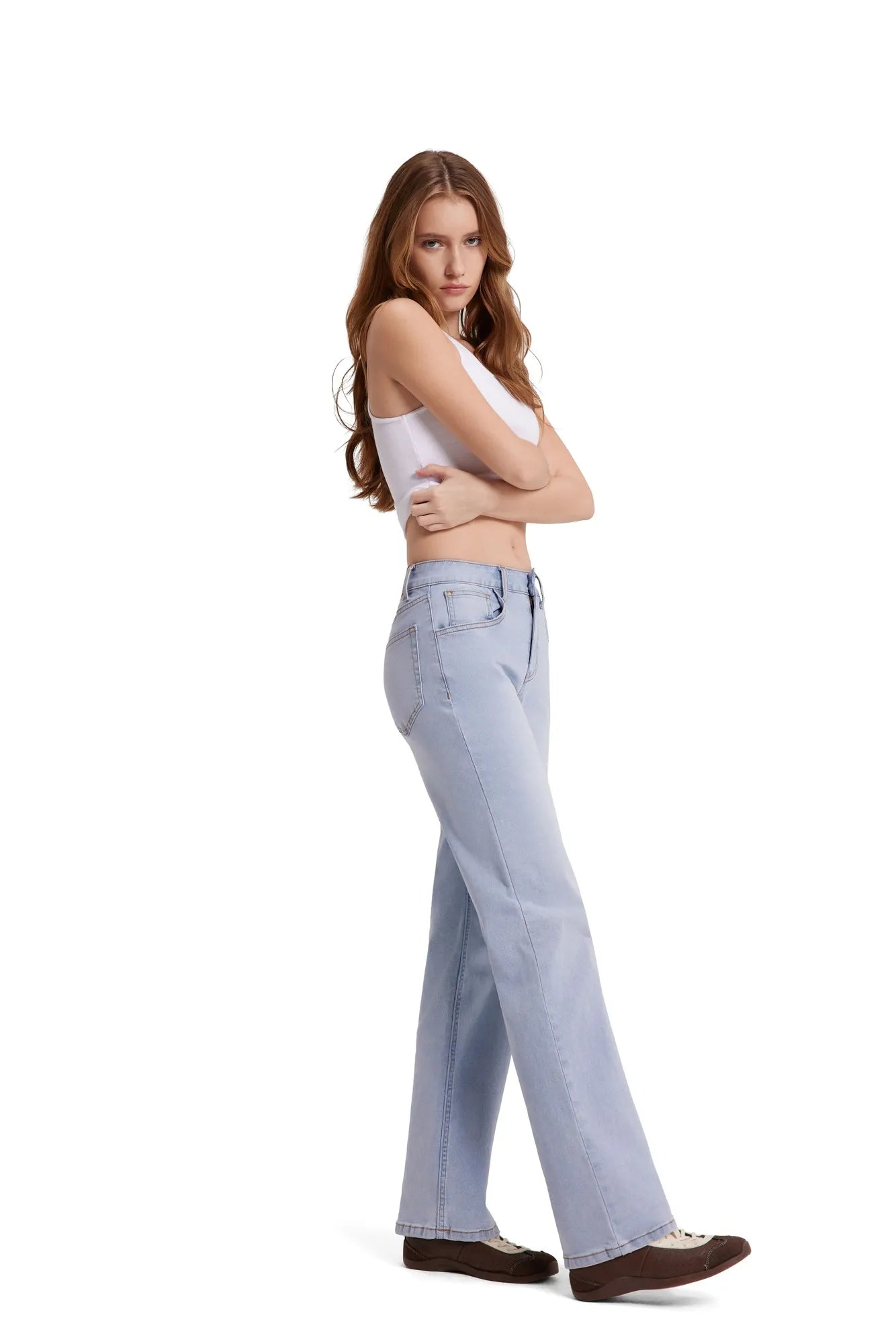 Mid-Rise Stretch Straight Leg Jeans-SUUKSESS-SUUKSESS