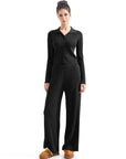 Ribbed Cardign Lounge Set-SUUKSESS-Black-XS-SUUKSESS