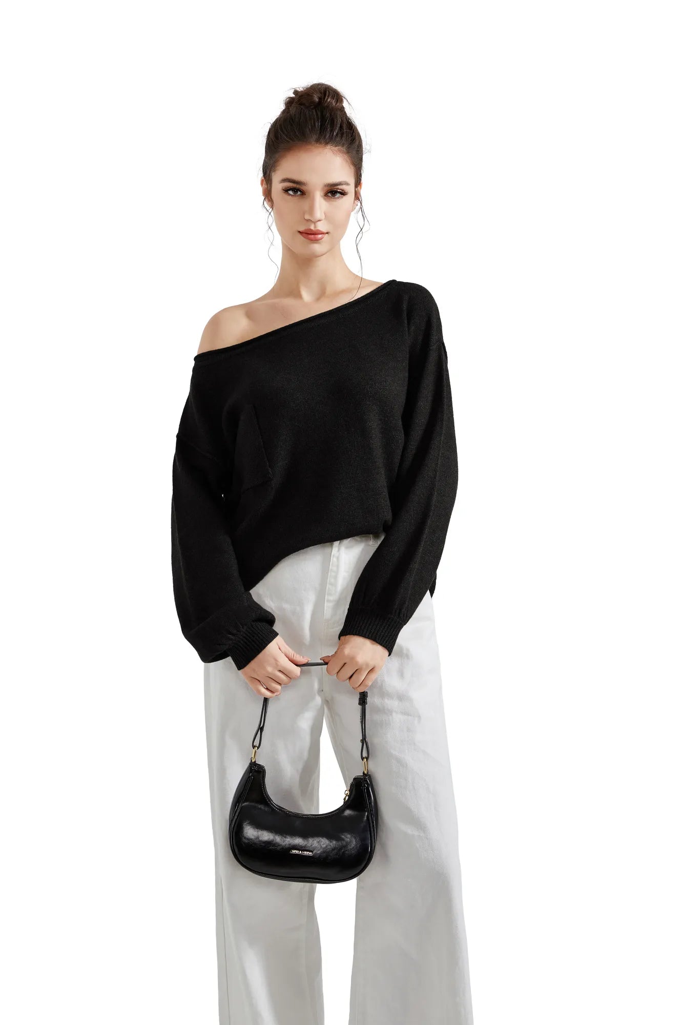 Knit Off Shoulder Sweater Shirts-Clothing-SUUKSESS-SUUKSESS