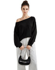 Knit Off Shoulder Sweater Shirts-Clothing-SUUKSESS-SUUKSESS