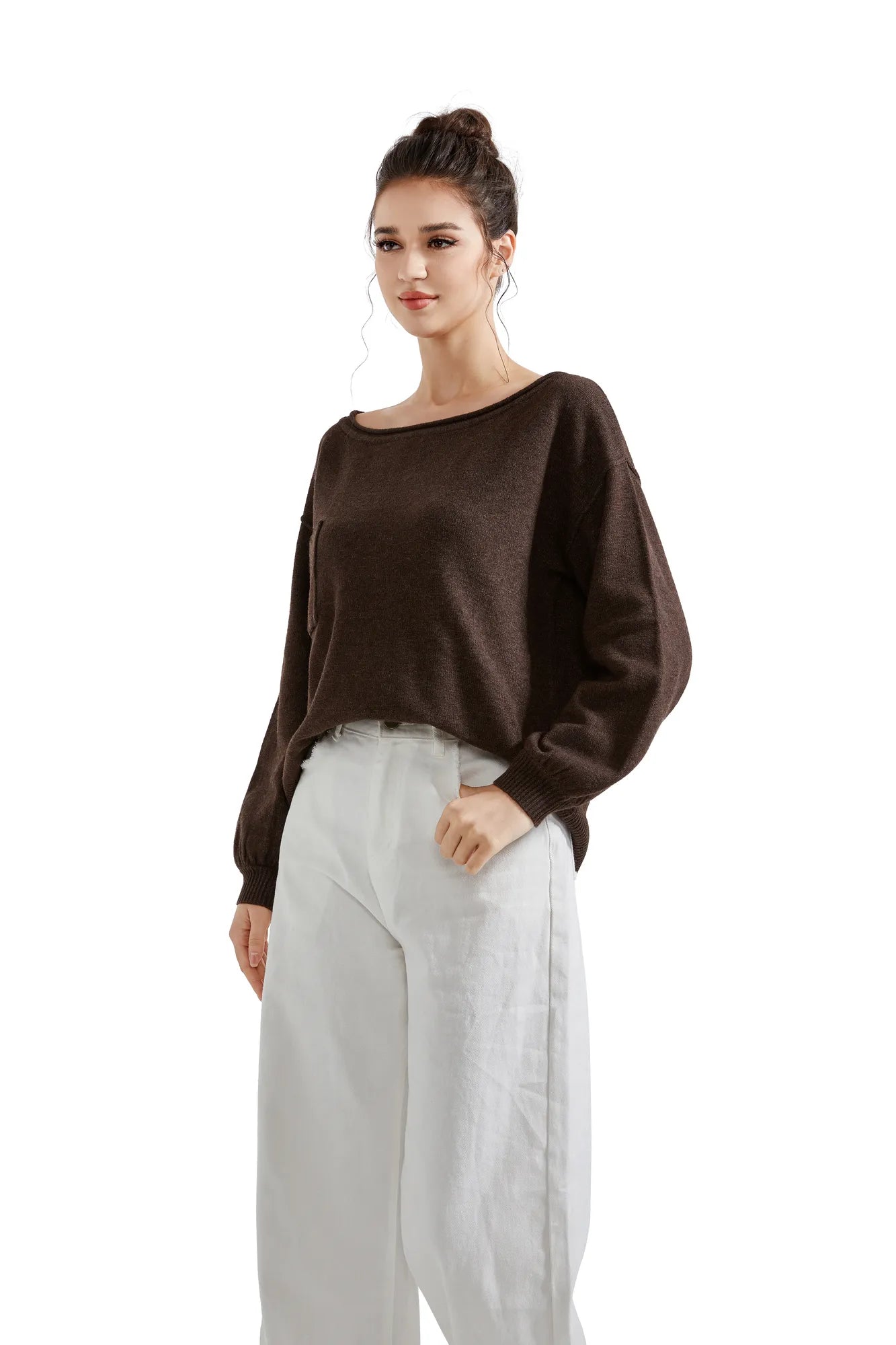 Knit Off Shoulder Sweater Shirts-Clothing-SUUKSESS-SUUKSESS