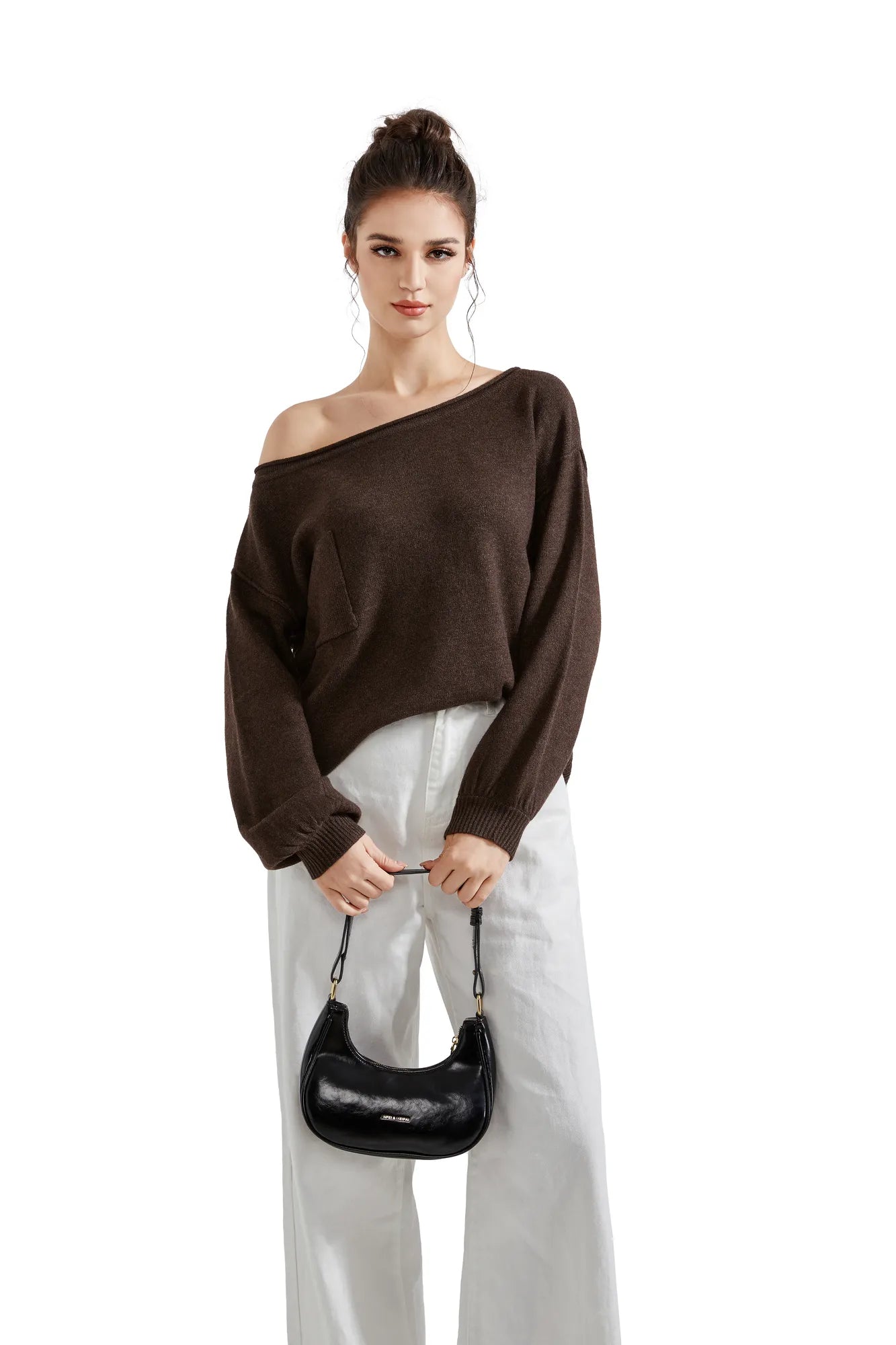 Knit Off Shoulder Sweater Shirts-Clothing-SUUKSESS-SUUKSESS