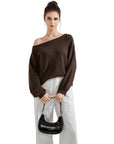 Knit Off Shoulder Sweater Shirts-Clothing-SUUKSESS-SUUKSESS