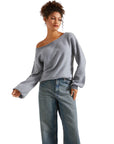 Knit Off Shoulder Sweater Shirts-Clothing-SUUKSESS-Grey-XS-SUUKSESS