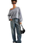 Knit Off Shoulder Sweater Shirts-Clothing-SUUKSESS-SUUKSESS