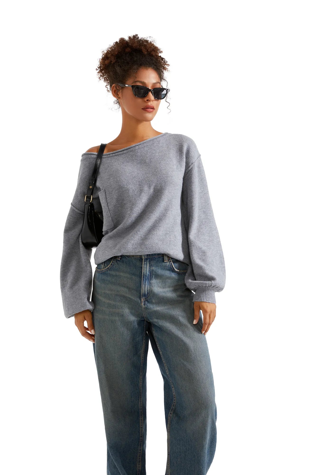 Knit Off Shoulder Sweater Shirts-Clothing-SUUKSESS-SUUKSESS