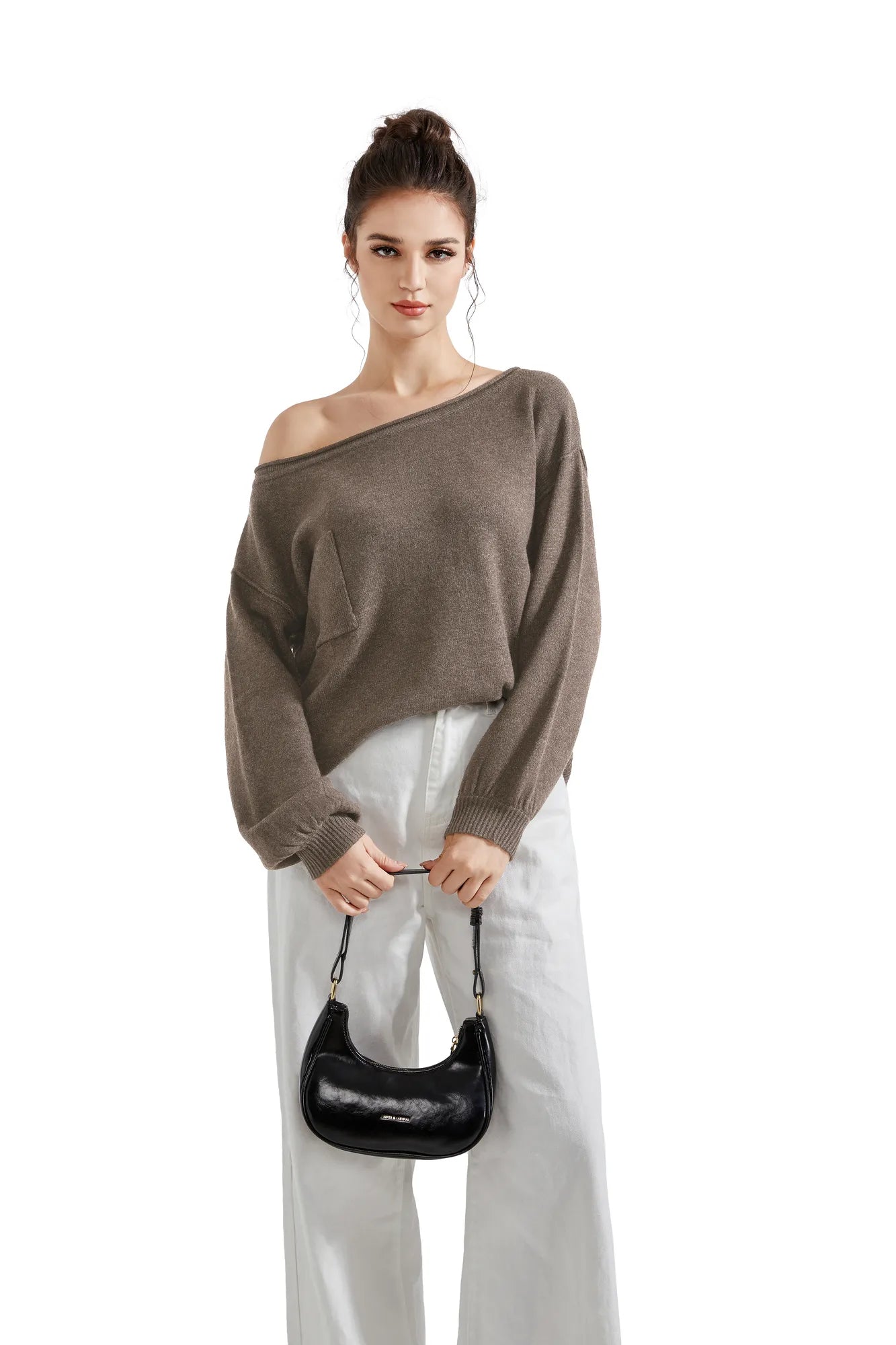 Knit Off Shoulder Sweater Shirts-Clothing-SUUKSESS-SUUKSESS