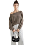 Knit Off Shoulder Sweater Shirts-Clothing-SUUKSESS-SUUKSESS