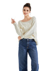 Knit Off Shoulder Sweater Shirts-Clothing-SUUKSESS-SUUKSESS