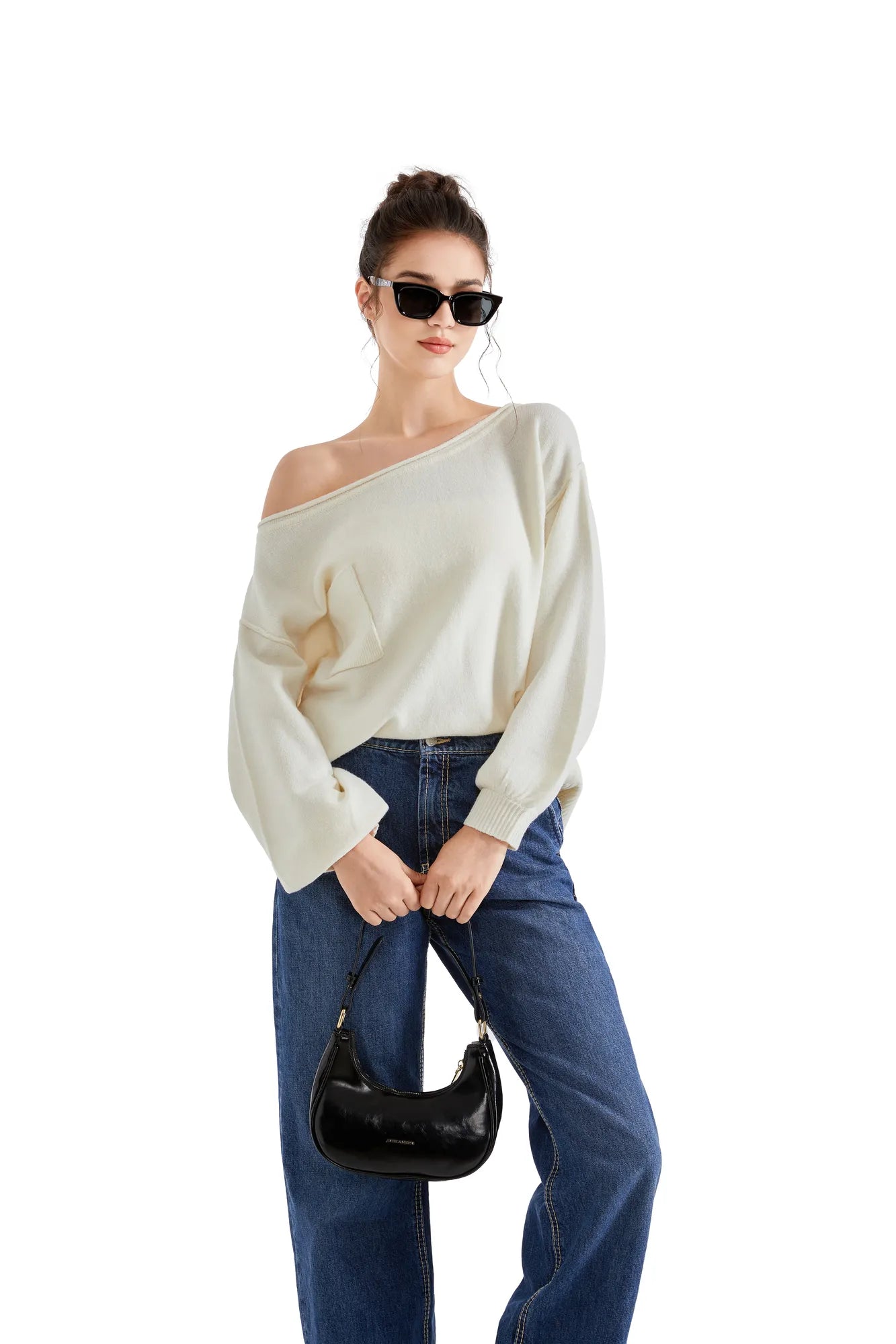 Knit Off Shoulder Sweater Shirts-Clothing-SUUKSESS-SUUKSESS