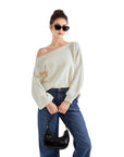 Knit Off Shoulder Sweater Shirts-Clothing-SUUKSESS-SUUKSESS