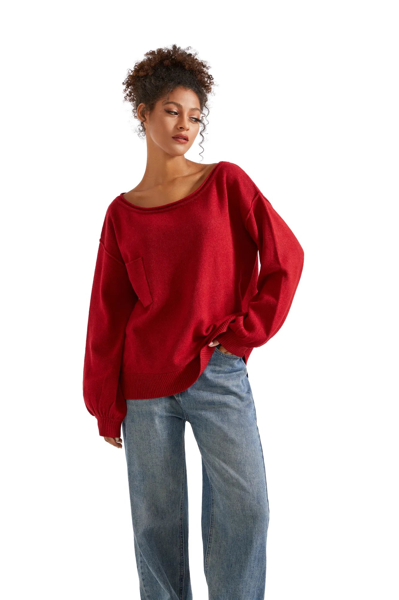 Knit Off Shoulder Sweater Shirts-Clothing-SUUKSESS-SUUKSESS