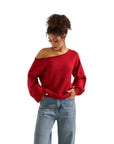 Knit Off Shoulder Sweater Shirts-Clothing-SUUKSESS-SUUKSESS