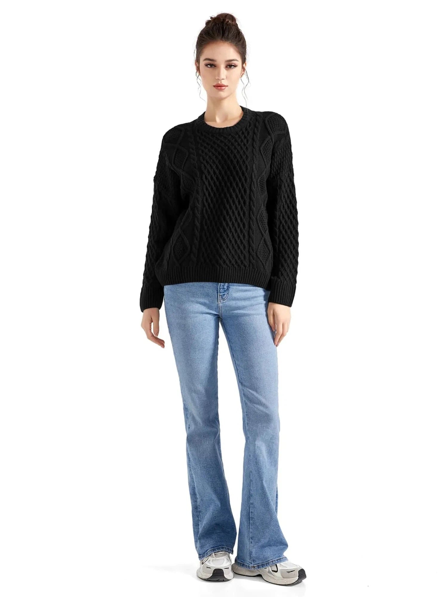 Cable Knit Sweater-Clothing-SUUKSESS-Black-XS-SUUKSESS