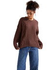 Cable Knit Sweater-Clothing-SUUKSESS-Brown-XS-SUUKSESS