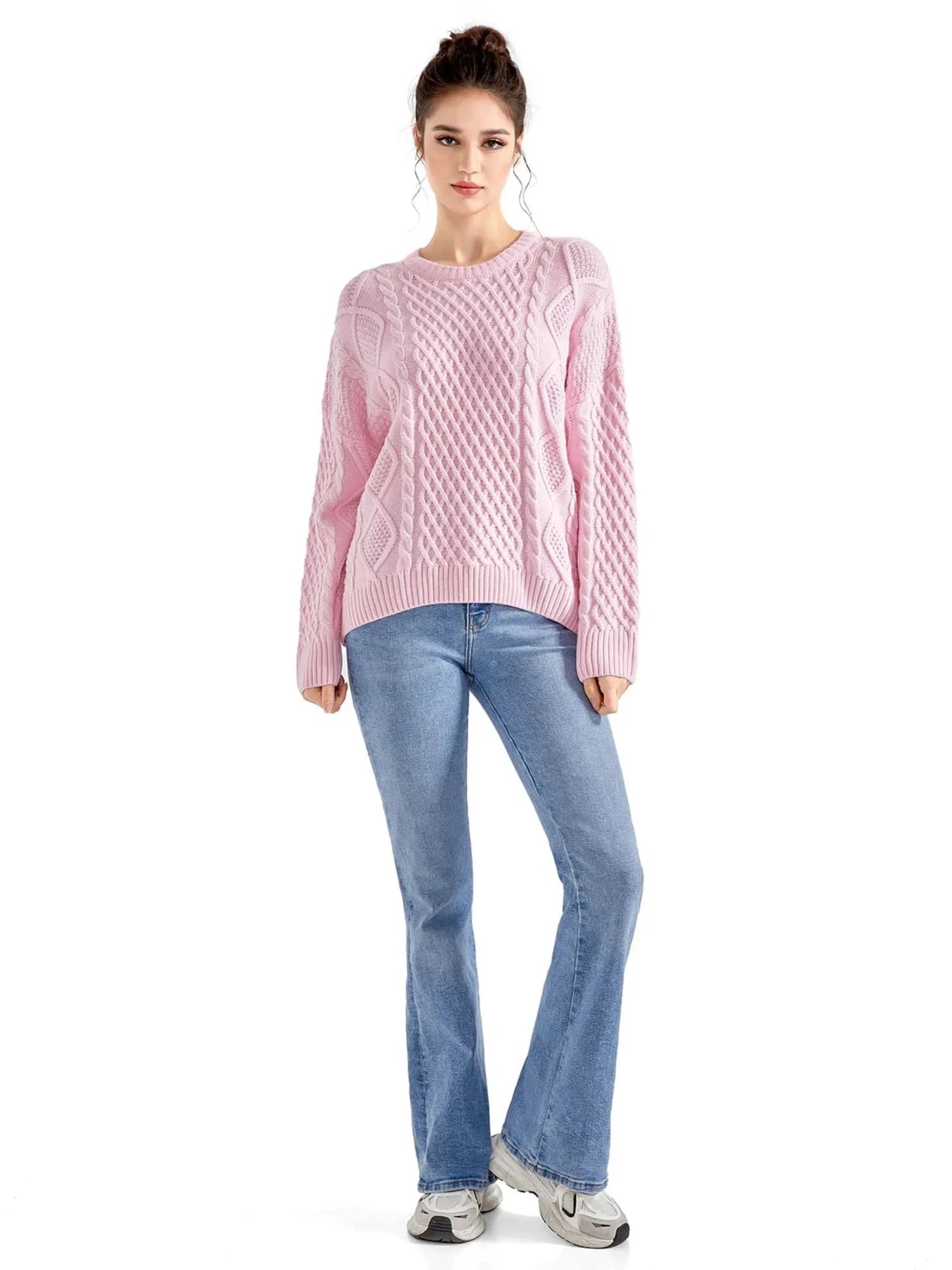 Cable Knit Sweater-Clothing-SUUKSESS-Pink-XS-SUUKSESS