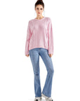 Cable Knit Sweater-Clothing-SUUKSESS-Pink-XS-SUUKSESS