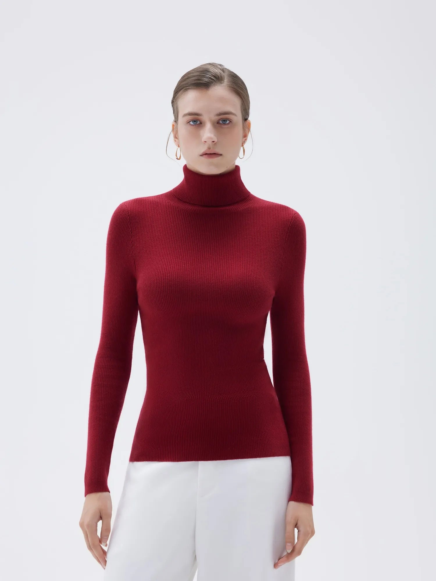 SUUKSESS Women Turtleneck Cashmere Sweater Long Sleeve Shirts Fall Basic Thermal Tops Winter Clothes-SUUKSESS-Red-XS-SUUKSESS