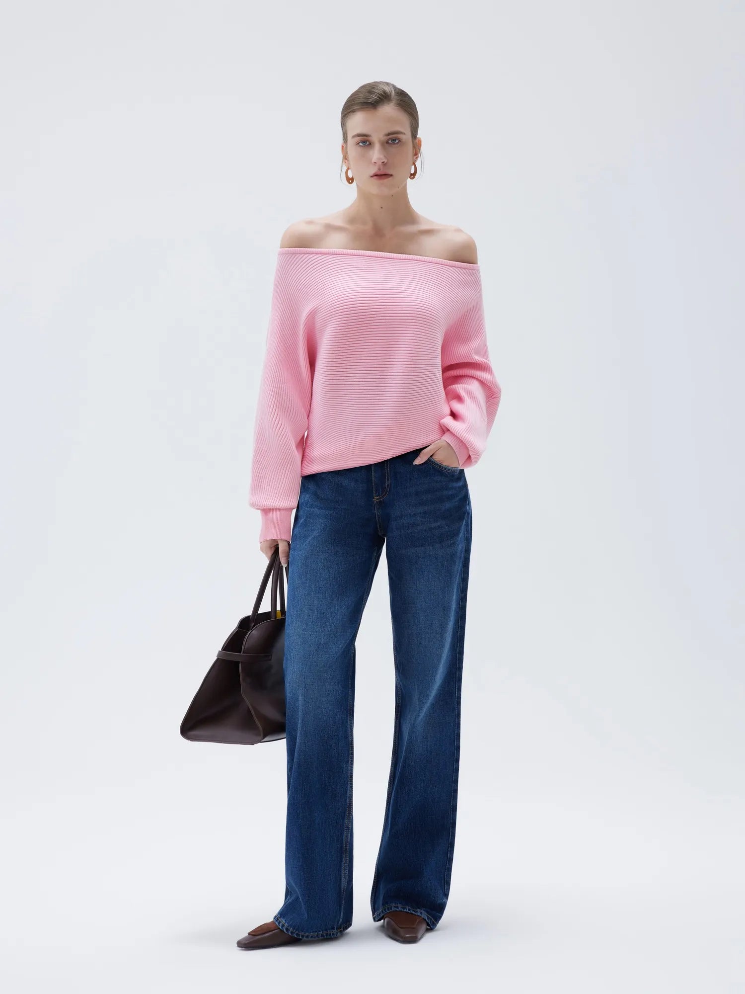 SUUKSESS Women Cashmere Oversized Off Shoulder Pullover Sweaters Boat Neck Long Sleeve Knit Jumpers Tops-SUUKSESS-SUUKSESS