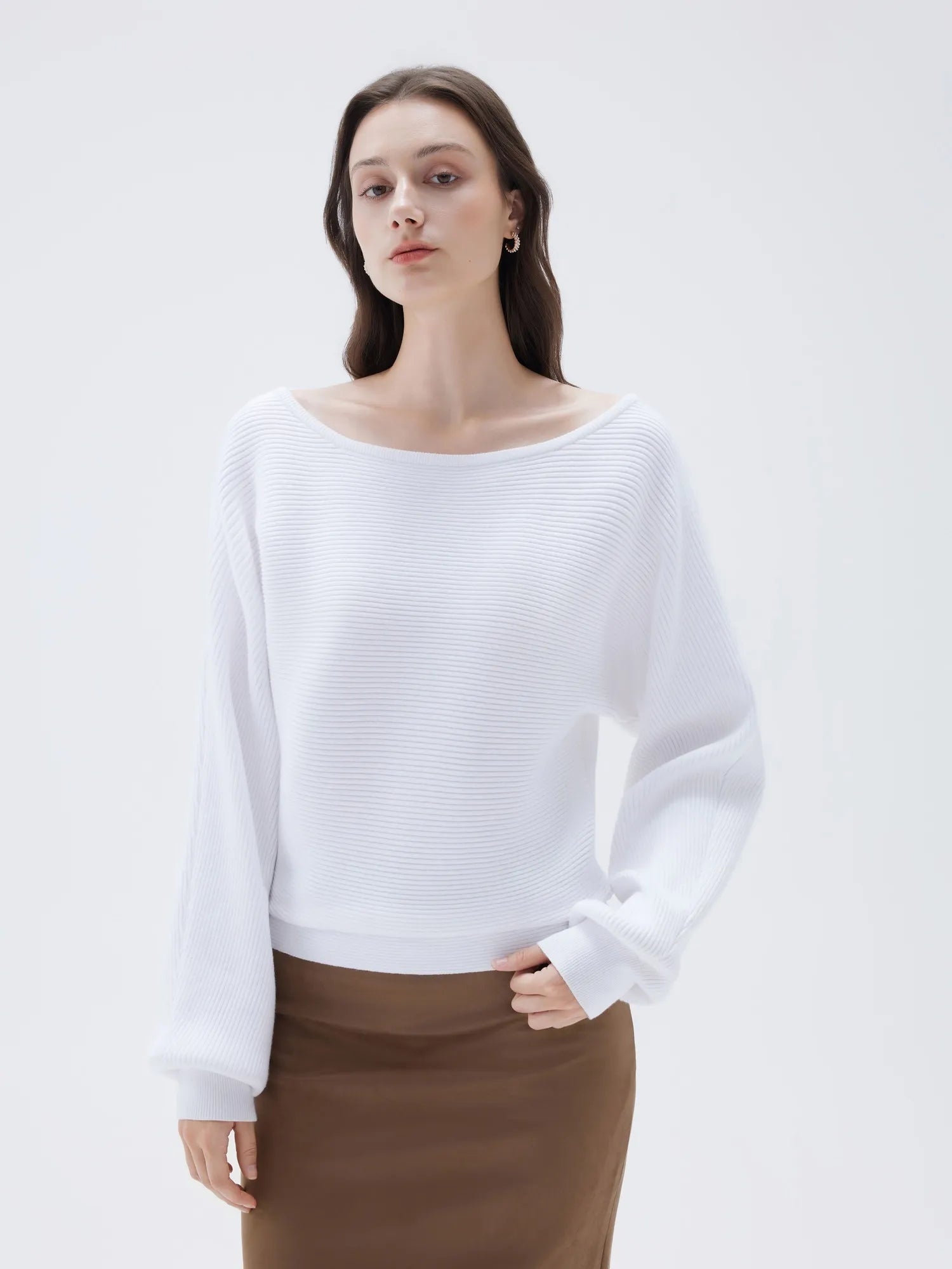 SUUKSESS Women Cashmere Oversized Off Shoulder Pullover Sweaters Boat Neck Long Sleeve Knit Jumpers Tops-SUUKSESS-SUUKSESS