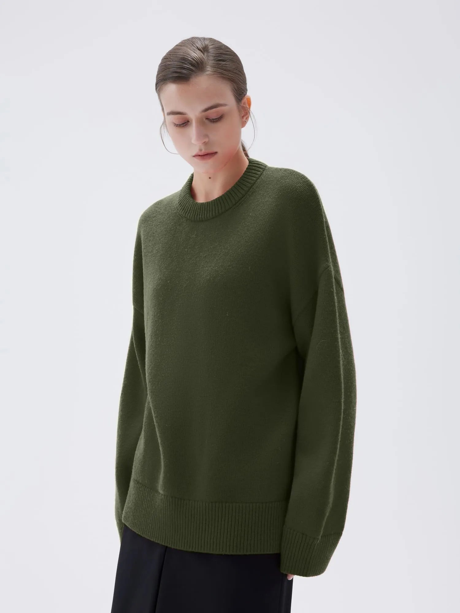 SUUKSESS Women Cashmere Oversized Long Sleeve Pullover Sweater Crew Neck Jumpers-SUUKSESS-SUUKSESS