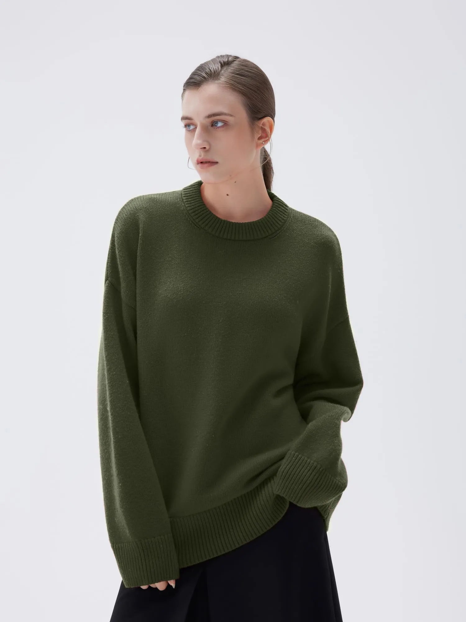 SUUKSESS Women Cashmere Oversized Long Sleeve Pullover Sweater Crew Neck Jumpers-SUUKSESS-SUUKSESS