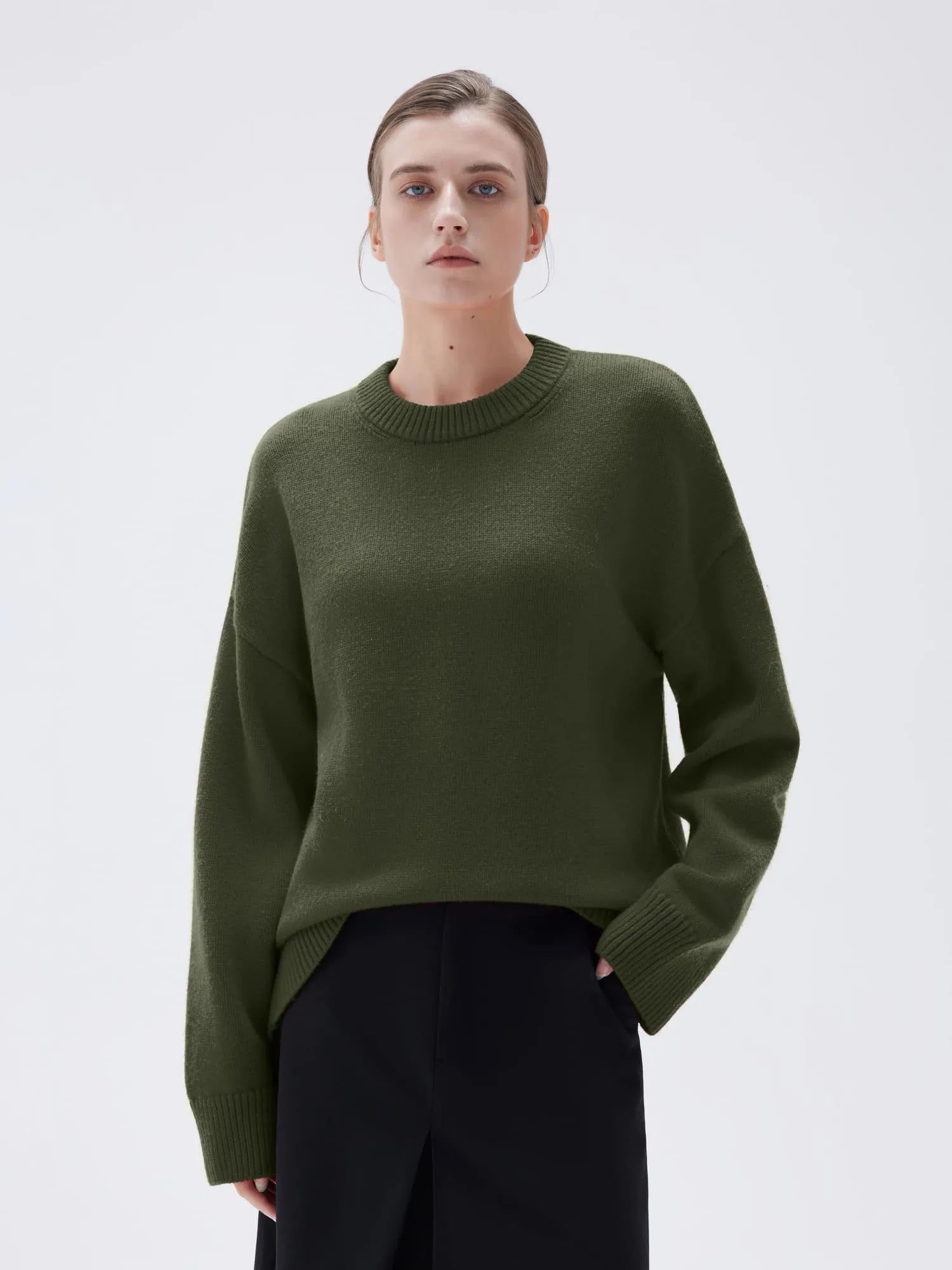 SUUKSESS Women Cashmere Oversized Long Sleeve Pullover Sweater Crew Neck Jumpers-SUUKSESS-SUUKSESS