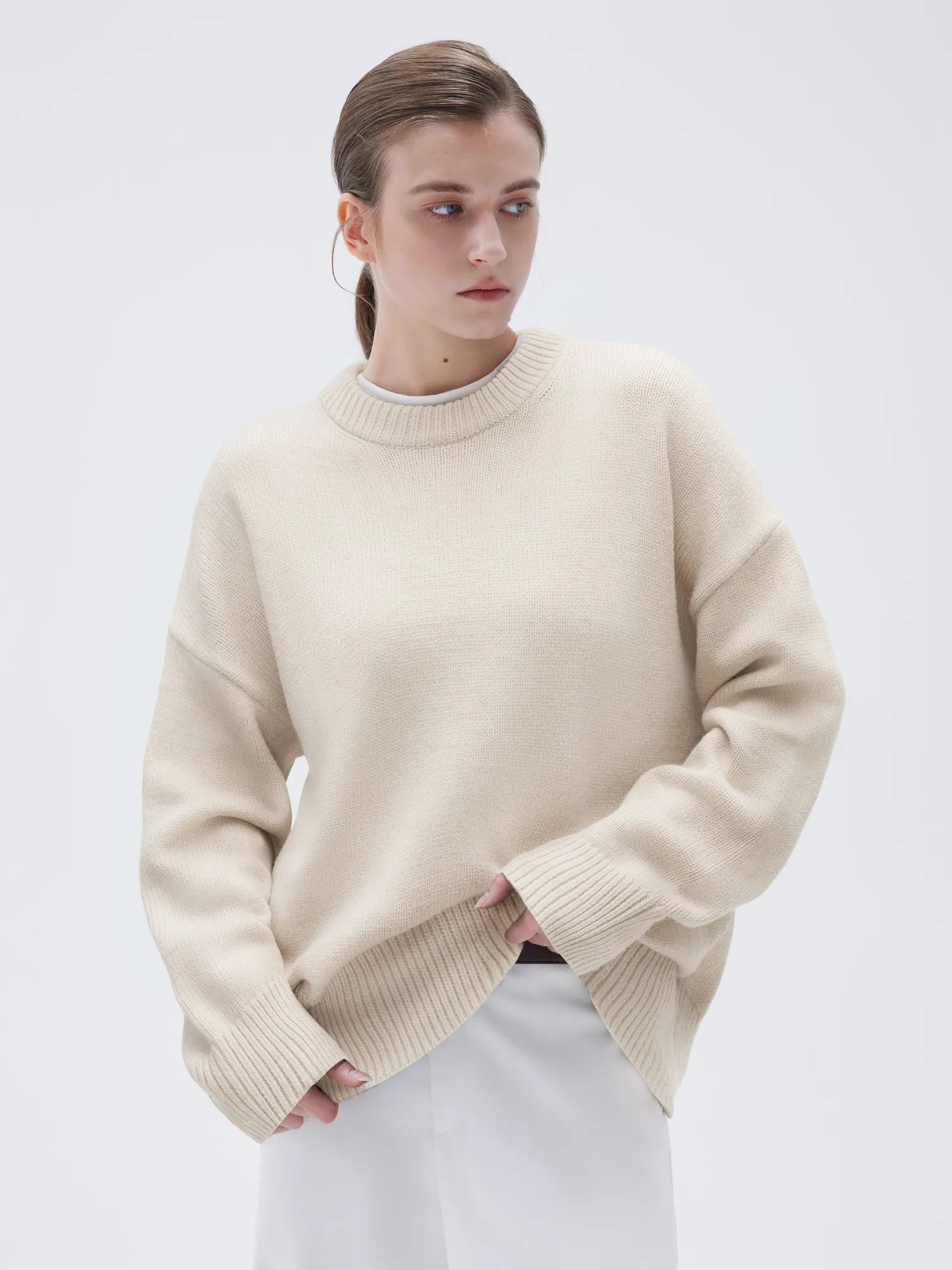 Cashmere Oversized Crew Neck Sweater