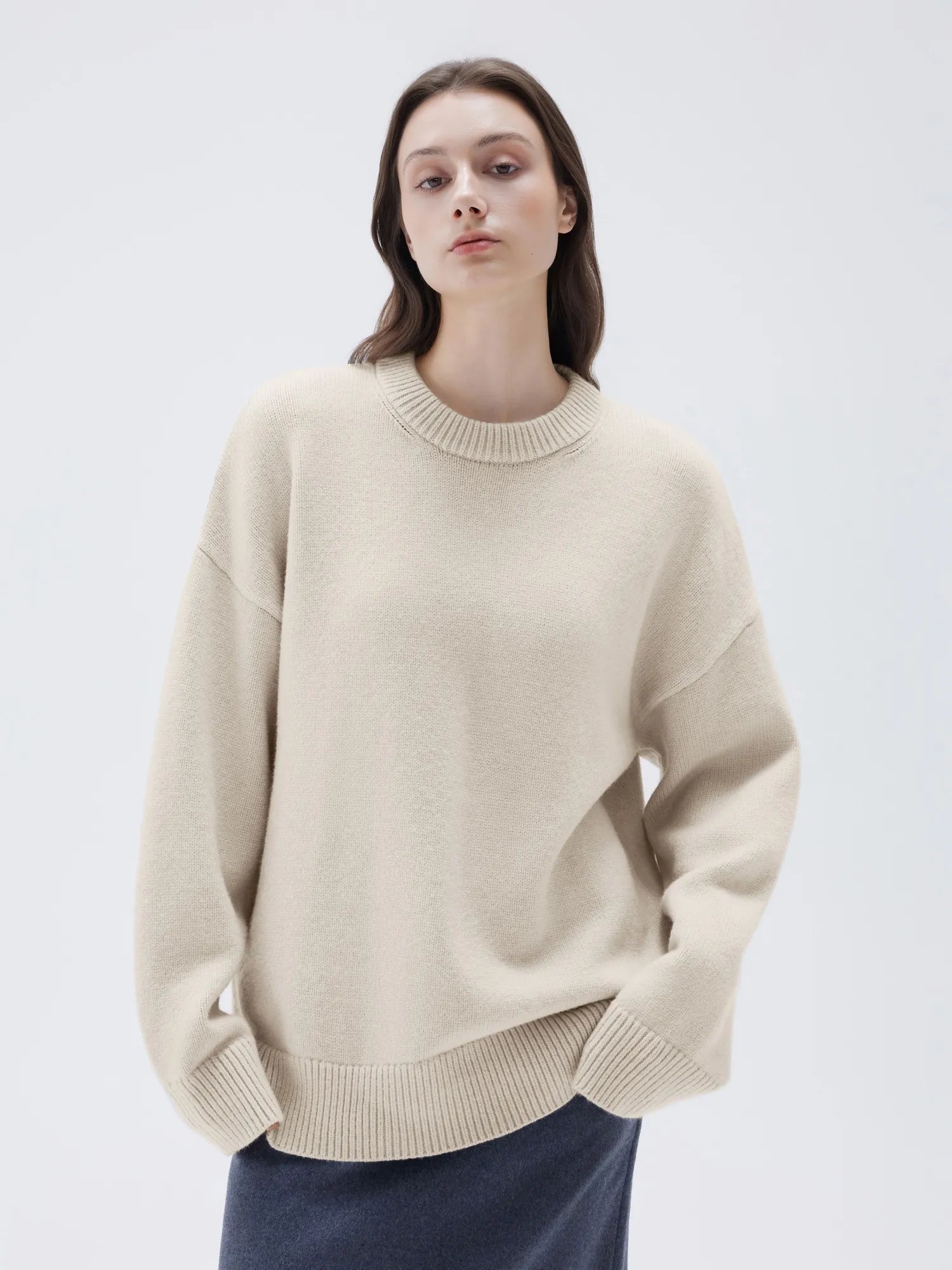Cashmere Oversized Crew Neck Sweater