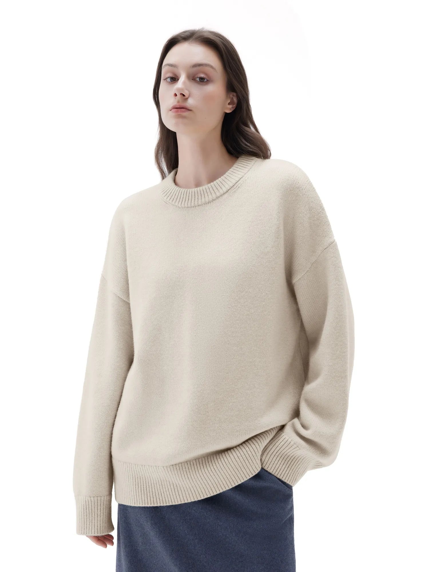 Cashmere Oversized Crew Neck Sweater