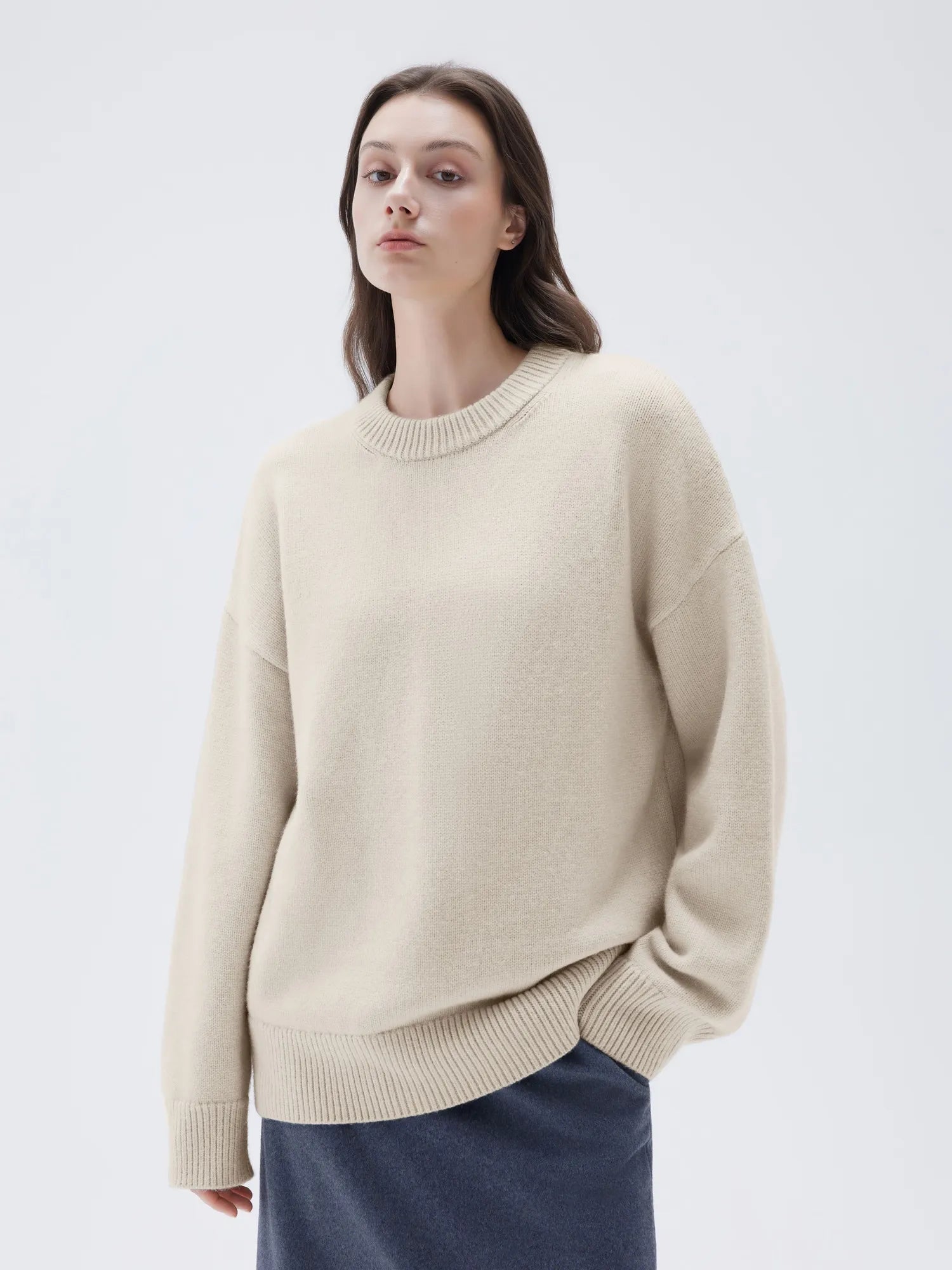 Cashmere Oversized Crew Neck Sweater
