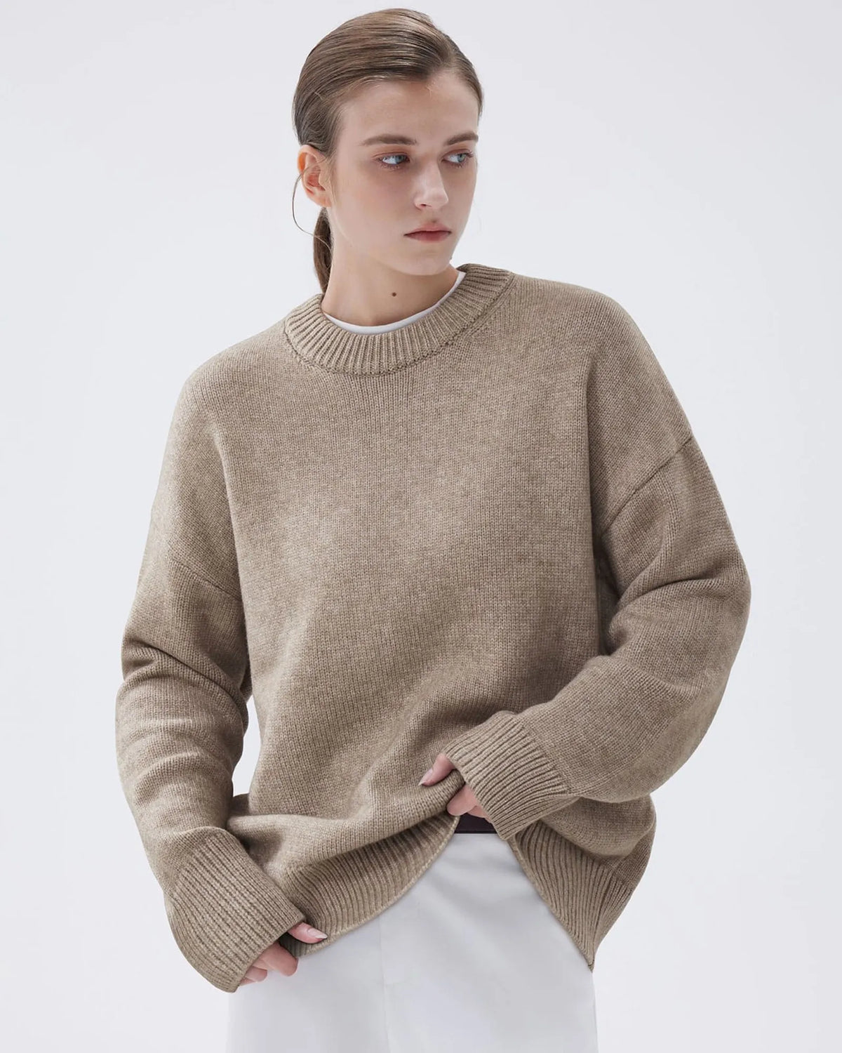 Cashmere Oversized Crew Neck Sweater