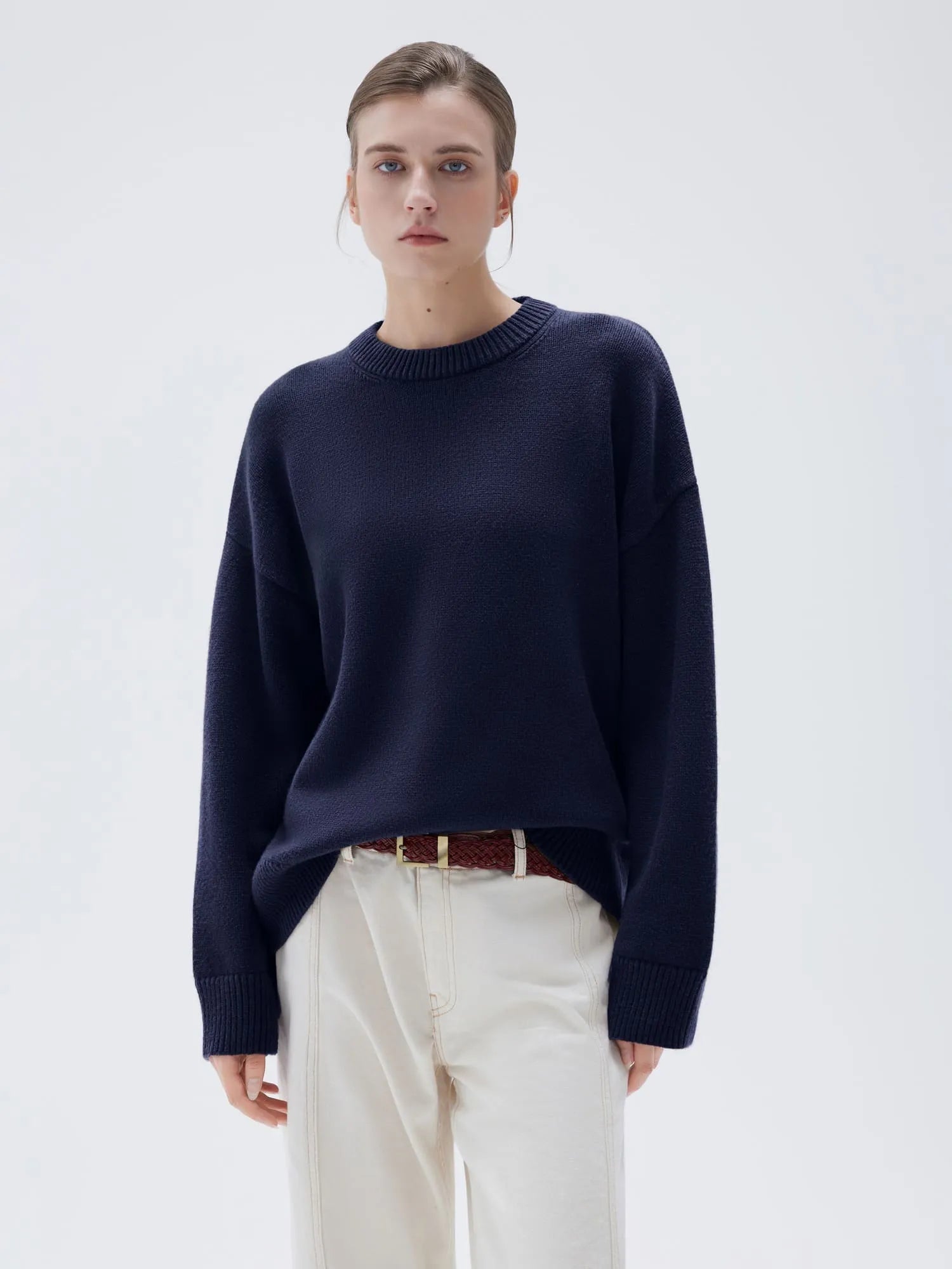 SUUKSESS Women Cashmere Oversized Long Sleeve Pullover Sweater Crew Neck Jumpers-SUUKSESS-SUUKSESS