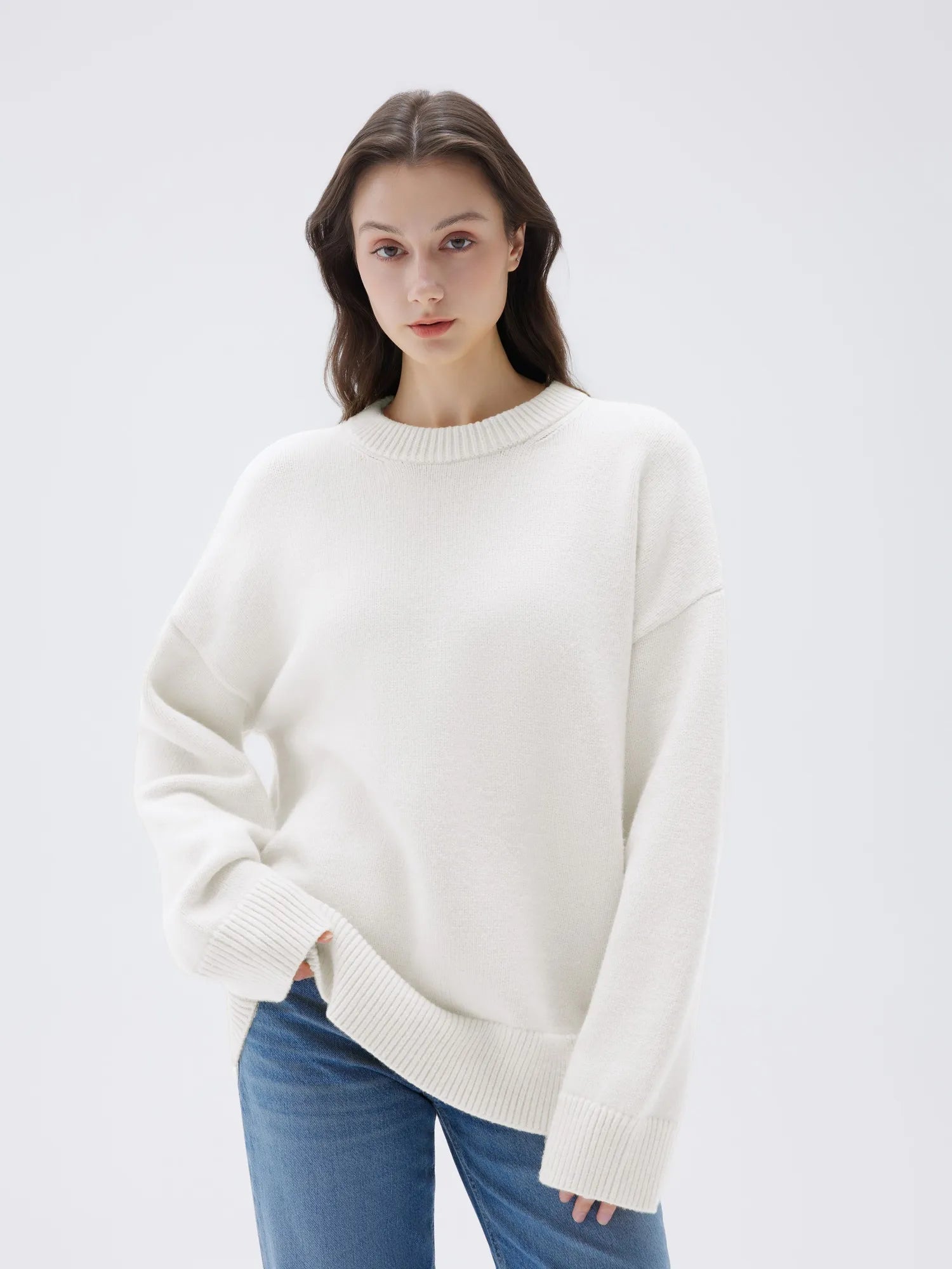 Cashmere Oversized Crew Neck Sweater