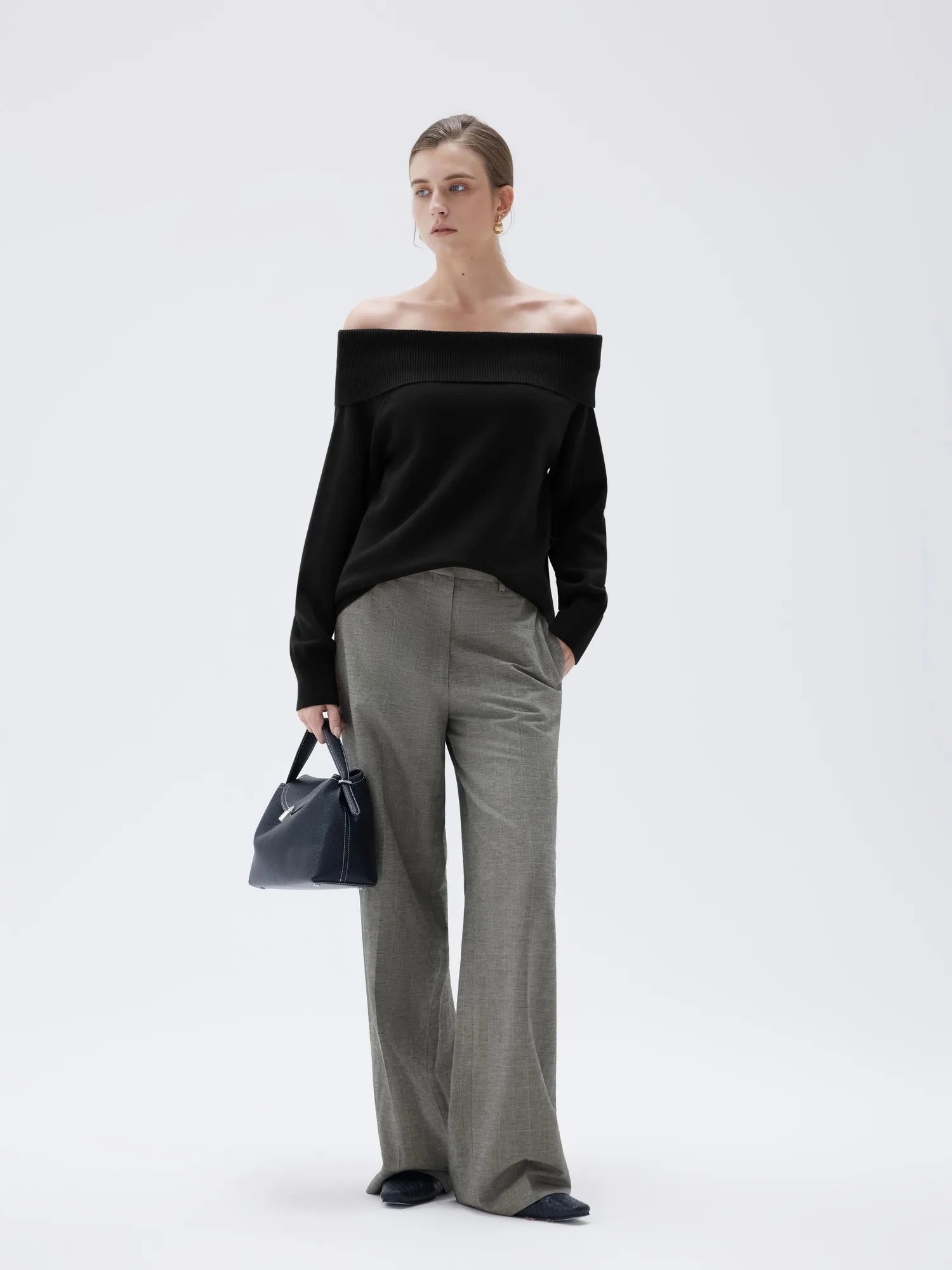 SUUKSESS Women Cashmere Off The Shoulder Sweater Oversized Knit Long Sleeve Tops-SUUKSESS-SUUKSESS