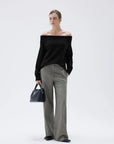 SUUKSESS Women Cashmere Off The Shoulder Sweater Oversized Knit Long Sleeve Tops-SUUKSESS-SUUKSESS