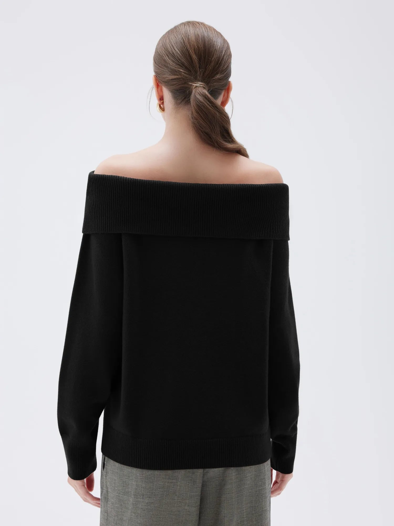 SUUKSESS Women Cashmere Off The Shoulder Sweater Oversized Knit Long Sleeve Tops-SUUKSESS-SUUKSESS