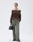 SUUKSESS Women Cashmere Off The Shoulder Sweater Oversized Knit Long Sleeve Tops-SUUKSESS-SUUKSESS