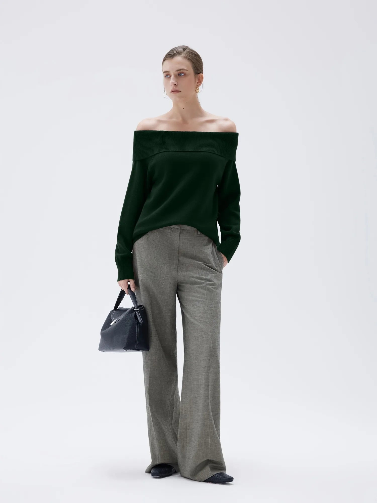 SUUKSESS Women Cashmere Off The Shoulder Sweater Oversized Knit Long Sleeve Tops-SUUKSESS-SUUKSESS