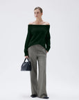 SUUKSESS Women Cashmere Off The Shoulder Sweater Oversized Knit Long Sleeve Tops-SUUKSESS-SUUKSESS