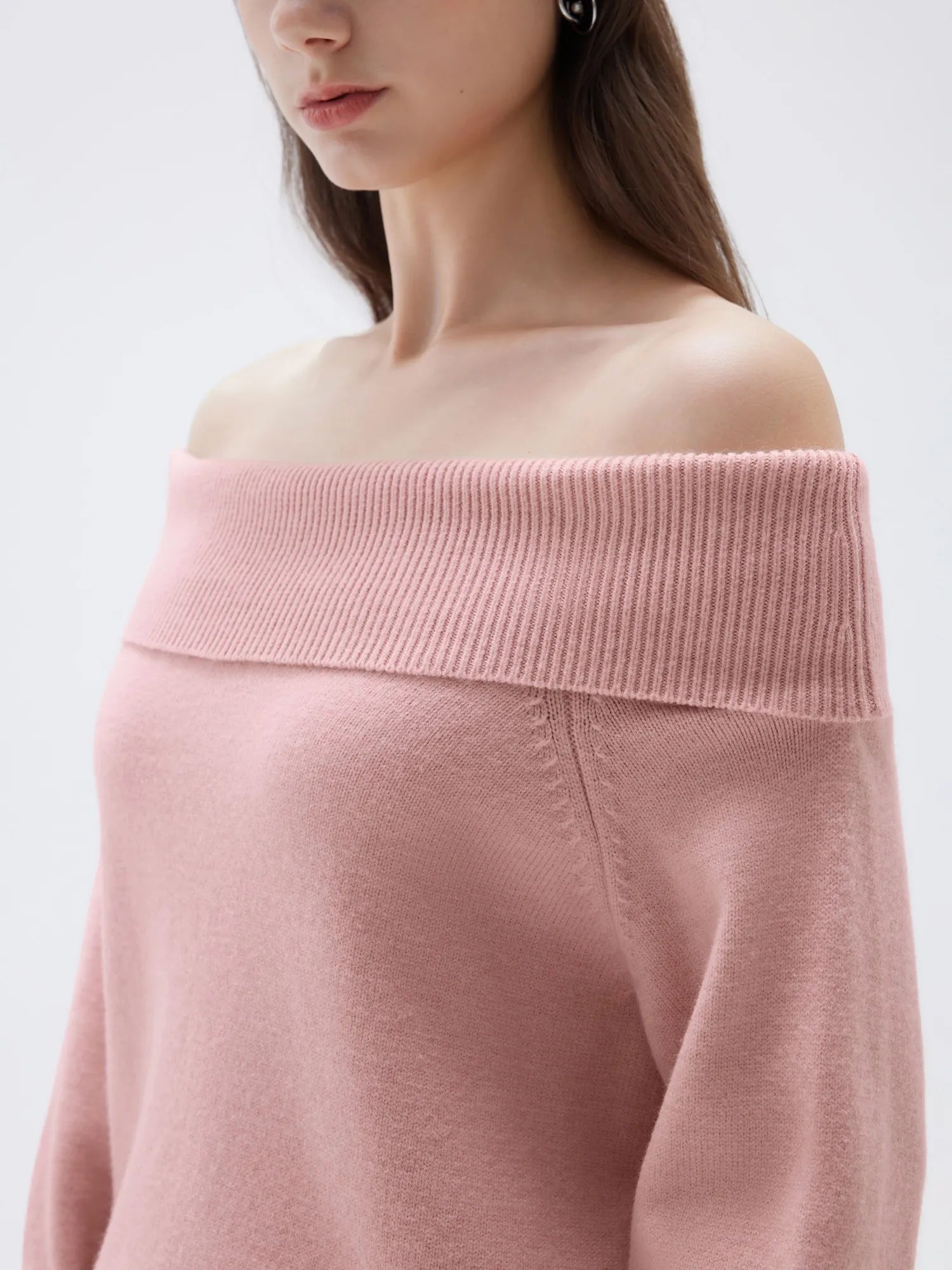 SUUKSESS Women Cashmere Off The Shoulder Sweater Oversized Knit Long Sleeve Tops-SUUKSESS-SUUKSESS