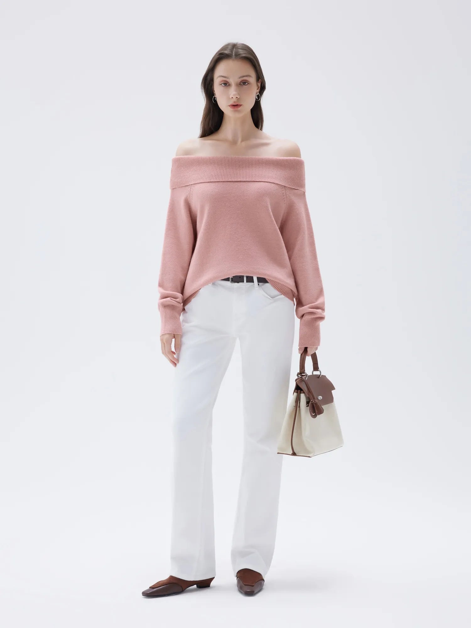 SUUKSESS Women Cashmere Off The Shoulder Sweater Oversized Knit Long Sleeve Tops-SUUKSESS-SUUKSESS