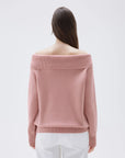 SUUKSESS Women Cashmere Off The Shoulder Sweater Oversized Knit Long Sleeve Tops-SUUKSESS-SUUKSESS