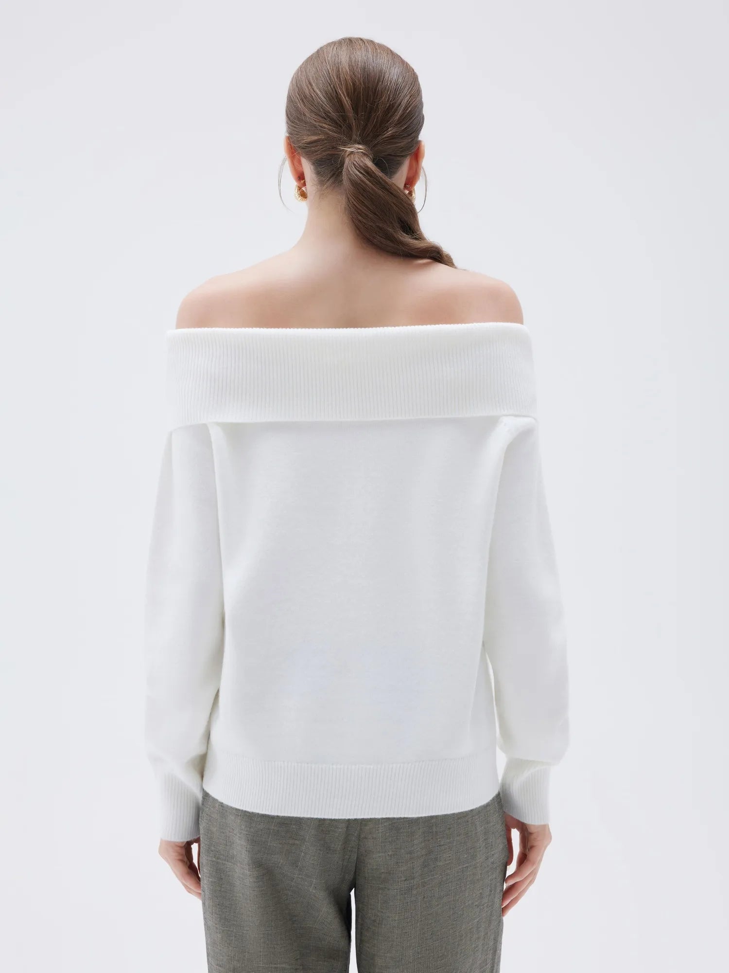 SUUKSESS Women Cashmere Off The Shoulder Sweater Oversized Knit Long Sleeve Tops-SUUKSESS-SUUKSESS
