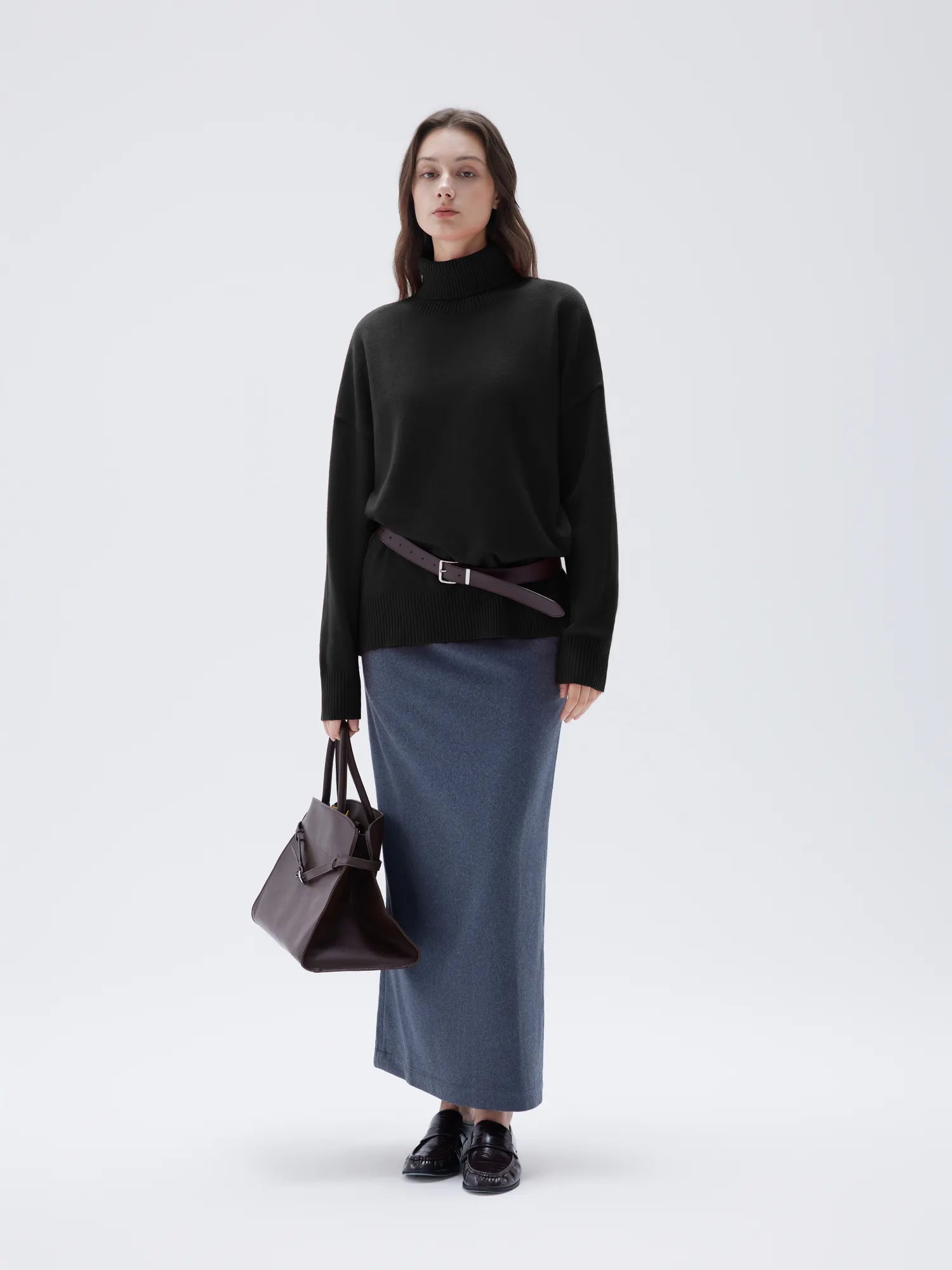 SUUKSESS Women Cashmere Oversized Chunky Turtleneck Pullover Sweater Long Sleeve Knit Jumper Tops-SUUKSESS-SUUKSESS